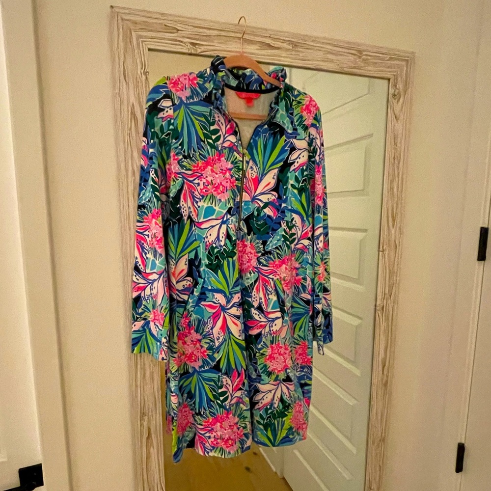 Lilly Pulitzer skipper popover dress with stand up ruffle collar